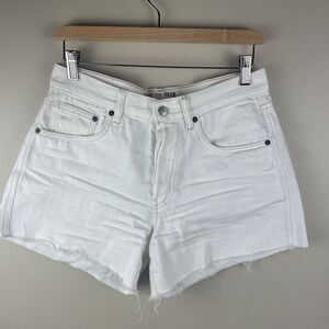 We The Free Free People Ivy Mid Rise Shorts 28 Button Fly White
